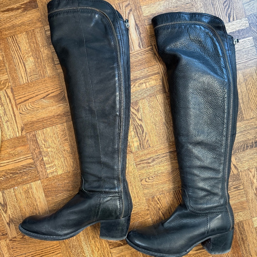 Leather knee high boots